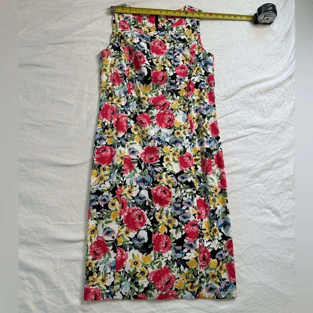 Talbots Size 12 Sleeveless Sheath Dress – Bold Floral Print, Cotton Blend - Picture 8 of 11